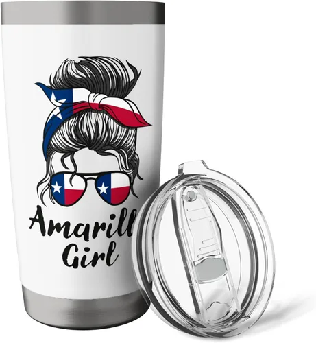 Vista 5 de Amarillo Texas - Vaso aislado de acero inoxidable para mujer y niña