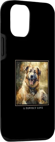 Vista 3 de iPhone 13 Central Asian Shepherd Dog Garden Flowers Painting Pet Mom Case