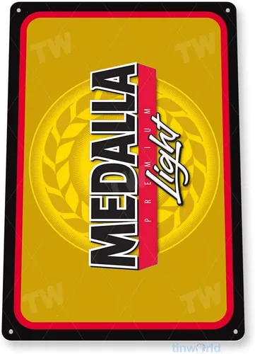Vista 3 de Tinworld Letrero de lata: Medalla Light Beer Sign Bar Sign Retro Brewery Sign Cottage C707