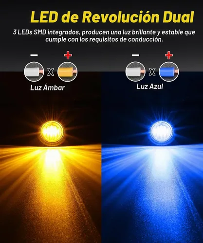 Vista 2 de D13 3/4 marcador lateral de doble revolución LED luces de marcador ámbar a azul con indicadores de enchufe de bala y luces LED de señal de giro