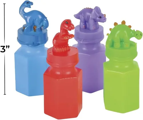 Vista 2 de Rhode Island Novelty Botellas de burbujas de dinosaurio de 3 pulgadas, dos docenas por pedido
