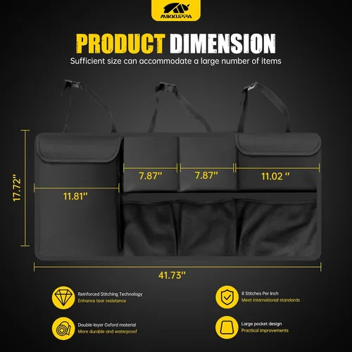 Vista 2 de MIKKUPPA Organizador de maletero para SUV - Almacenamiento grande colgante de 42"*18" para asiento trasero de Subaru Crosstrek Forester Outback