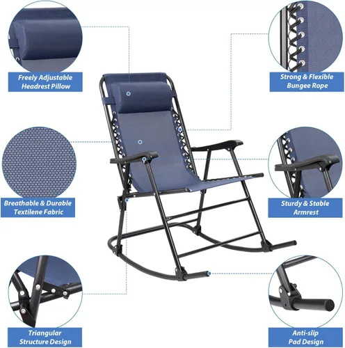 Vista 4 de Devoko - Silla de columpio para patio de gravedad cero, reclinable amplia para exteriores, con reposacabezas y almohada, para césped, playa