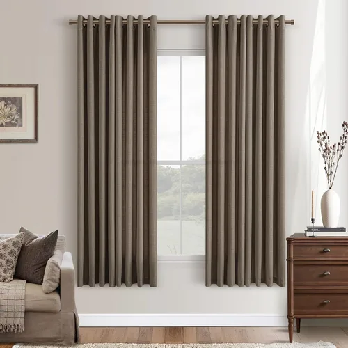 Vista 15 de Cortinas de avena con ojales DUKIYO de 96 pulgadas de largo para sala de estar, comedor, juego de 2 paneles, cortinas de arena y beige