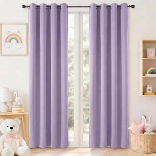 Vista 72 de Simplebrand Cortinas blancas puras de 96 pulgadas de largo para oscurecer la habitación, juego de 2 paneles para dormitorio/sala de estar, bloqueo