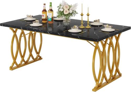 Vista 9 de Tribesigns Mesa de comedor moderna, mesa de cocina grande de 63 pulgadas para 4-6 personas, mesa rectangular única de cocina y comedor con mesa
