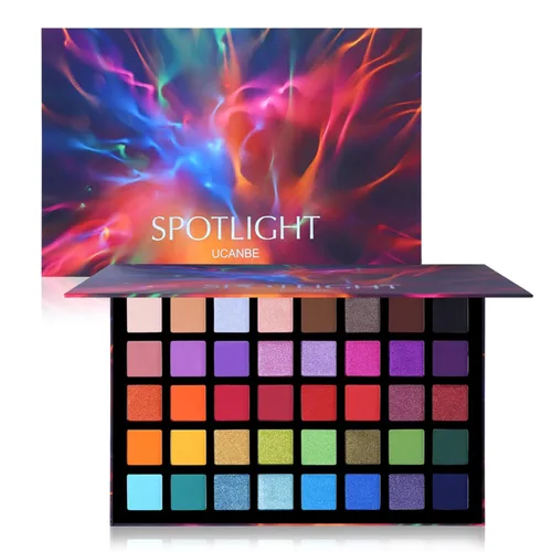 Vista 8 de UCANBE Spotlight Paleta de sombra de ojos profesional 40 colores sombra de ojos mate brillo paleta de maquillaje altamente pigmentado colorido polvo