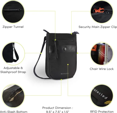 Vista 8 de Sherpani Prima, Bolso cruzado antirrobo, bolsa de viaje, bolso de hombro pequeño, bolso cruzado, monederos para mujer
