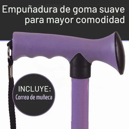 Vista 2 de HealthSmart Bastón plegable, bastón plegable de agarre suave y cómodo, bastón plegable ajustable, apto para FSA HSA, lavanda