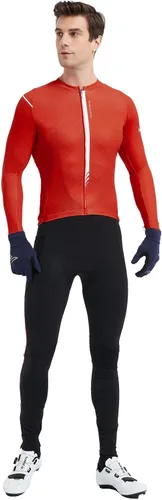 Vista 62 de Santic - Camiseta de ciclismo para hombre, manga larga, reflejante, cremallera completa, con bolsillos