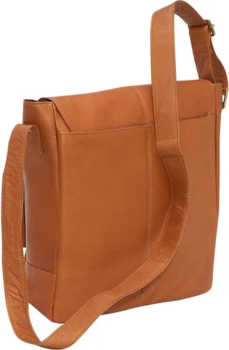 Vista 4 de Le Donne Bolso bandolera para portátil con remaches de cuero Bolsa de cuero colombiano de grano completo de alta calidad, 14 x 14 pulgadas