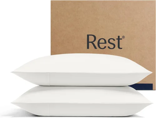 Vista 20 de REST® Evercool®+ Fundas de almohada refrescantes estándar, 2 fundas de almohada para piel sensible, tela con infusión de plata para un sueño