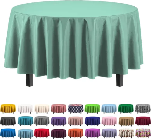 Vista 29 de Party Solids Paquete de 4 manteles de plástico color azul aguamarina, 54 x 108 pulgadas, mantel desechable para fiestas y pícnics