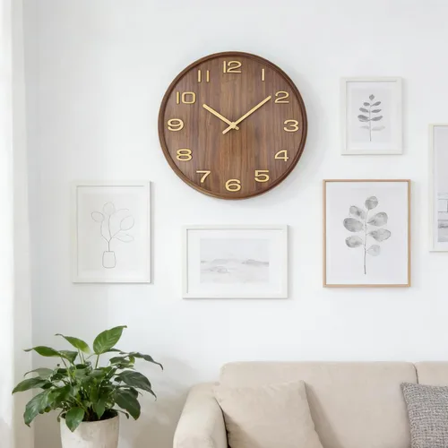 Vista 2 de Maxspace Modern Wall Clock,12 inch Silent Non Ticking Wall Clock,Battery Operated, Analog Wall Clock for Living Room Bedroom Kitchen Office Brown