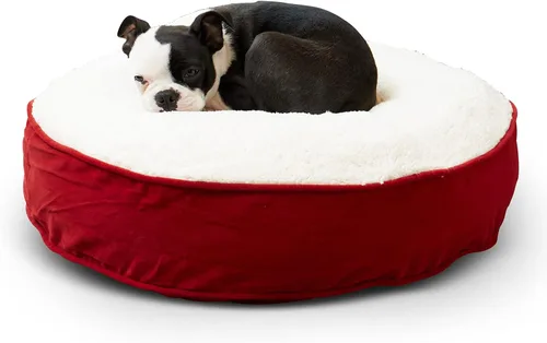 Vista 15 de South Pine Porch Samson - Cama redonda de lujo para perro, estilo almohada, acero azul, pequeña (30 pulgadas)