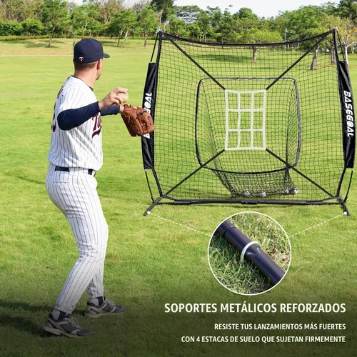 Vista 5 de BaseGoal 7x7ft Baseball Practice Net with Batting Tee and Strike Zone