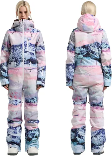 Vista 3 de GAENMESN Chaqueta de esquí para mujer, trajes de nieve delgados, trajes de nieve, trajes deportivos a prueba de viento, abrigo de nieve