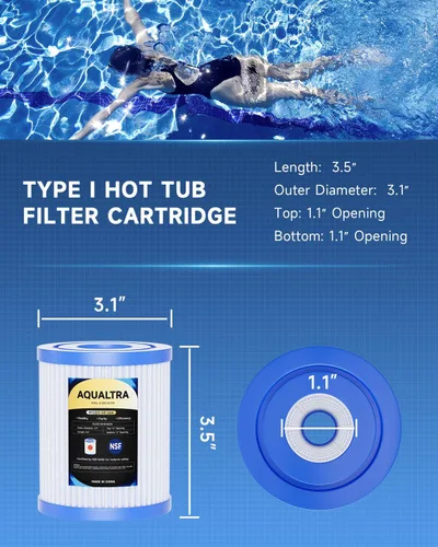 Vista 3 de AQUALTRA Filtro tipo I compatible con 58093/58511/58381, filtro de piscina sobre el suelo de 3.5 x 3.1 pulgadas, paquete de 6