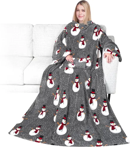Vista 14 de PAVILIA Wearable Blanket with Sleeves for Adult Women Men, Cozy Fleece Warm Wrap Throw with Arms, Gifts for Christmas, Wife