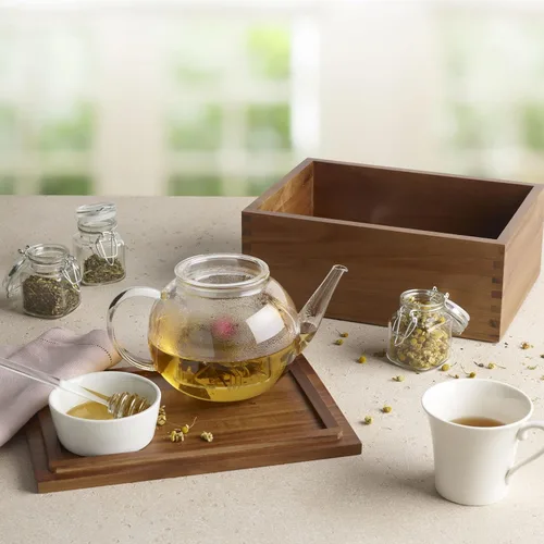 Vista 5 de Gourmet Basics - Caja de almacenamiento de hierbas con frascos de vidrio, 11 x 8 x 4.5 pulgadas