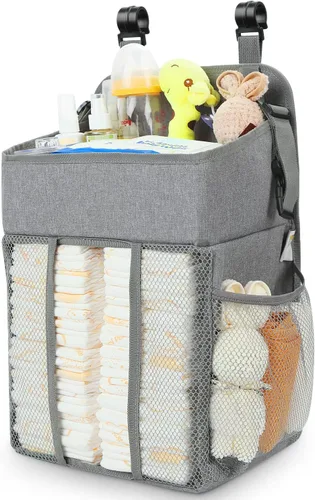 Vista 3 de Maliton Organizador de Pañales Colgante - Caddy para Mesa de Cambio, Cuna, Pack n' Play - Apilador Contiene 52+ Pañales - Organizador de Guardería