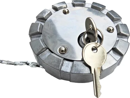 Vista 2 de Tapa de combustible diesel ventilada de aluminio con bloqueo para rosca de curso de 3 1/2 "ASIN B074WDR7DQ
