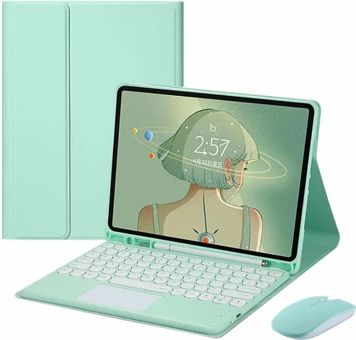 Vista 18 de Galaxy Tab S6 Lite 10.4 pulgadas 2024/2022/2020 Funda de teclado táctil con mouse Lindas teclas redondas Touchpad Slim Smart Magnético Desmontable