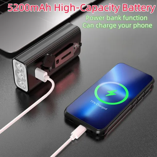 Vista 6 de Luces de bicicleta superbrillantes de 3000 lúmenes, 5200 mAh de tiempo de funcionamiento durante más de 10 horas, luces de bicicleta recargables