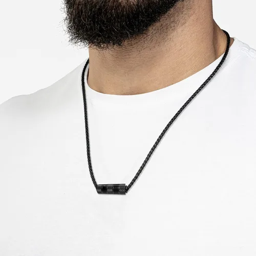 Vista 3 de SERASAR Collar de cuero de primera calidad para hombre, colgante de acero inoxidable, cierre seguro, tres colores, caja de joyería incluida