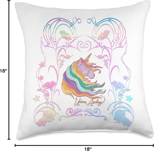 Vista 4 de Unicorn Academy Enchanting Graphic Logo Throw Pillow, 18 x 18, multicolor