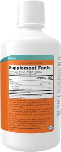 Vista 2 de NOW Supplements, Colloidal Minerals Líquido, derivado de plantas, minerales traza esenciales, frambuesa, 32 onzas