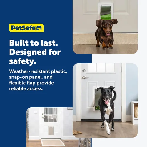 Vista 5 de Puerta para mascotas PetSafe plástico con solapa suave de color, Grande, L, Blanco