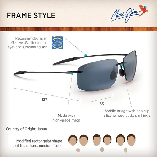 Vista 6 de Maui Jim Men's and Women's Breakwall Polarized Rimless Reading Sunglasses
