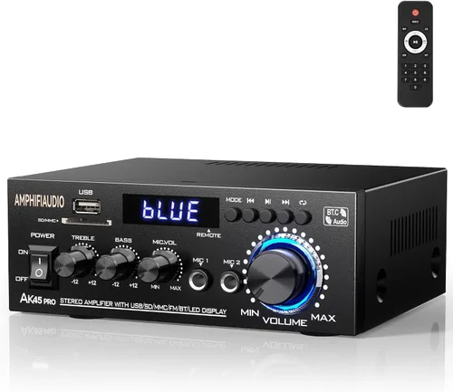 Vista 9 de Amplificador estéreo AK45 Pro Receptores de audio para el hogar, potencia nominal 50W x2, máx. 800W, receptor de audio estéreo de 2.0 canales