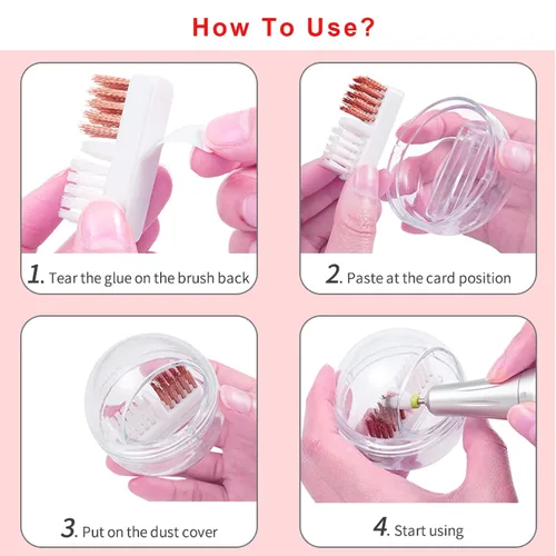 Vista 6 de LXIANGN Brocas de uñas con cubierta transparente, alambre de nailon y alambre de acero para limpiar brocas de carburo/cerámica, diseño