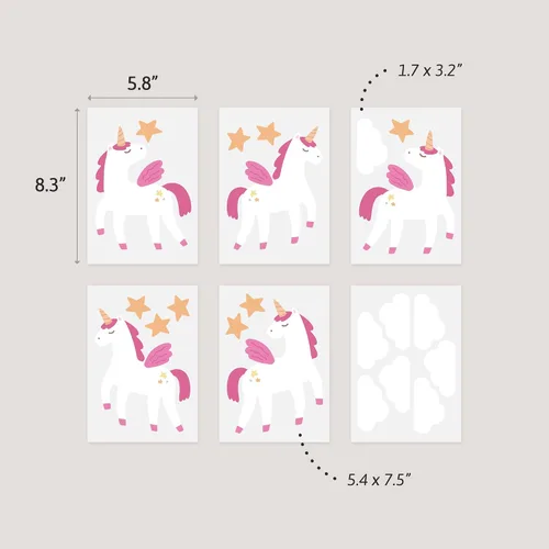 Vista 5 de Teddylabels - Alicorn - Pegatinas de pared fáciles de aplicar y extraíbles: Transforma el dormitorio de tu niño pequeño con decoración de pared