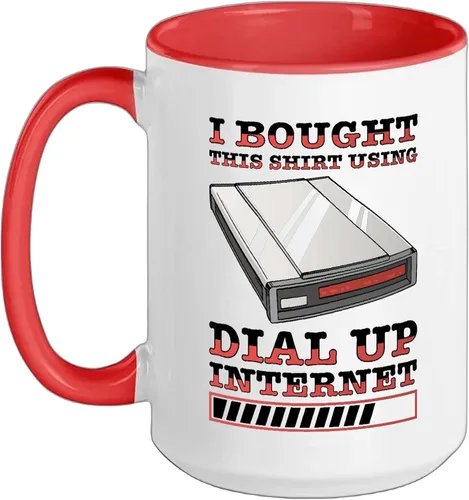 Vista 12 de 90s Nostalgia Retro 90s Dial Up Internet Vintage Ceramic Mug, Black/White
