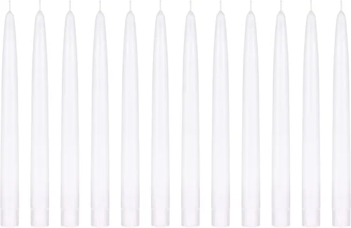 Vista 48 de Mega Candles 48 velas cónicas negras rectas sin perfume, vela de cera vertida a mano de 4 x 3/4 pulgadas, decoración del hogar, recepciones de boda