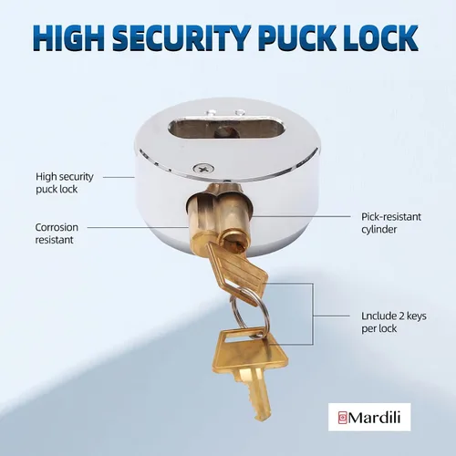 Vista 4 de Mardili Candados de disco de remolque con grillete oculto con llave similar, cerradura de disco de 2-7/8 pulgadas, cerradura de puerta para camiones