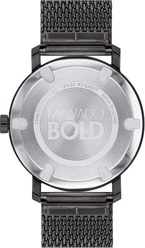 Vista 3 de Movado Bold Evolution - Pulsera de malla y caja de acero chapado en iones negro para hombre color negro