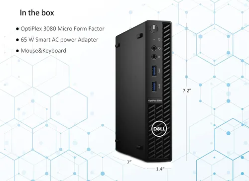 Vista 2 de Dell Escritorio empresarial Optiplex 3080 2022 con factor de forma micro, Intel Core i5-10500T, 16 GB RAM, 512 GB PCIe SSD, Wi-Fi 6, Bluetooth
