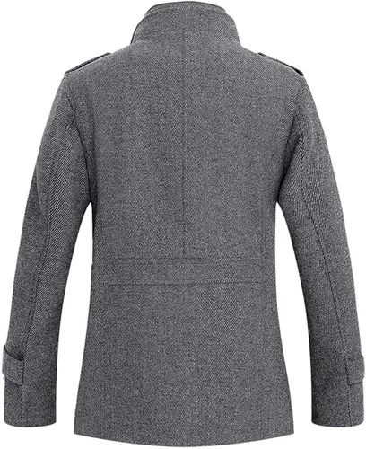 Vista 2 de chouyatou Abrigo de invierno con estilo de mezcla de lana para hombre