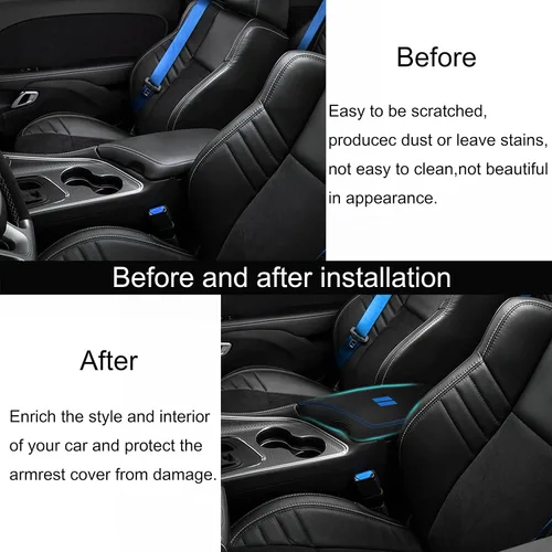 Vista 4 de YOSRTER para Accesorios de Dodge Challenger 2015 2016 2017 2018 2019 2020 2021 2022 2023 2024 Funda de Reposabrazos de Consola Central Caja