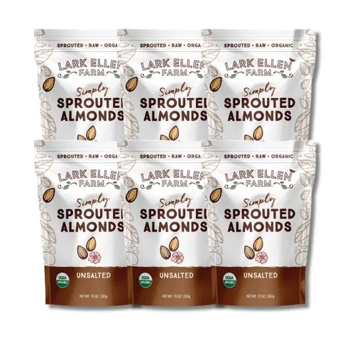 Vista 16 de Lark Ellen Farm Almendras germinadas orgánicas, sin sal – USDA orgánicas, crudas, veganas, sin gluten, sin OMG, aptas para paleo, aperitivo