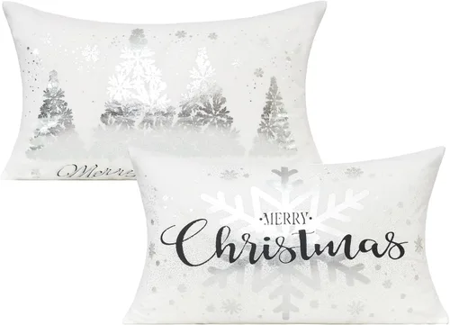 Vista 16 de All Smiles Fundas de Almohadas Decorativas Negras de Navidad Doradas Fundas de Navidad Decoraciones 12X20 Juego de 2 Decoración Interior Hogar