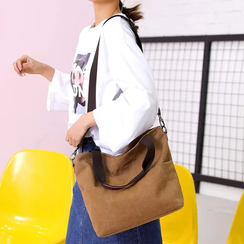Vista 7 de DOURR Hobo - Bolsos cruzados de lona para mujer, bolso cruzado de moda de algodón