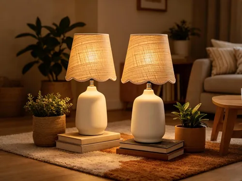 Vista 8 de Pia Ricco lámpara de mesa de cerámica moderna de 19" para sala de estar, lámparas de escritorio de base crema para dormitorio, lámpara de mesita