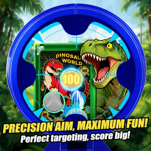 Vista 10 de Juego de disparos con dinosaurios, 2 lanzadores de bomba de aire con diversión de apuntar, 3 temas de dinosaurios y 4 puntos de puntuación