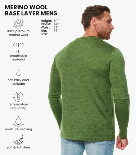Vista 30 de Camisas 100% de lana merino para hombre - Camisa térmica de manga larga .190 Azul oscuro