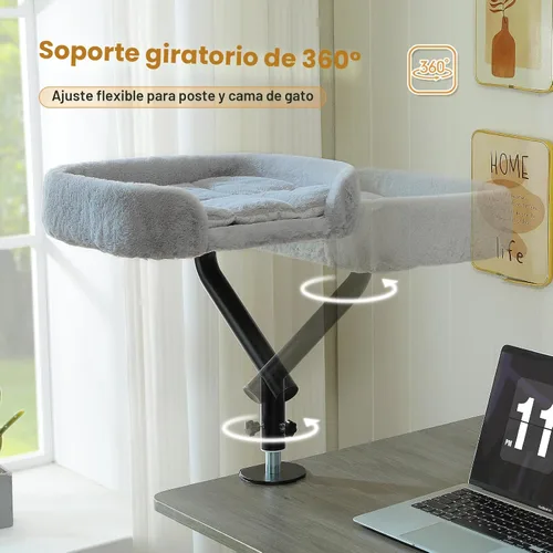 Vista 6 de PAWZ Road Cama de escritorio para gatos, rotación de 360°, soporta hasta 50 Gris